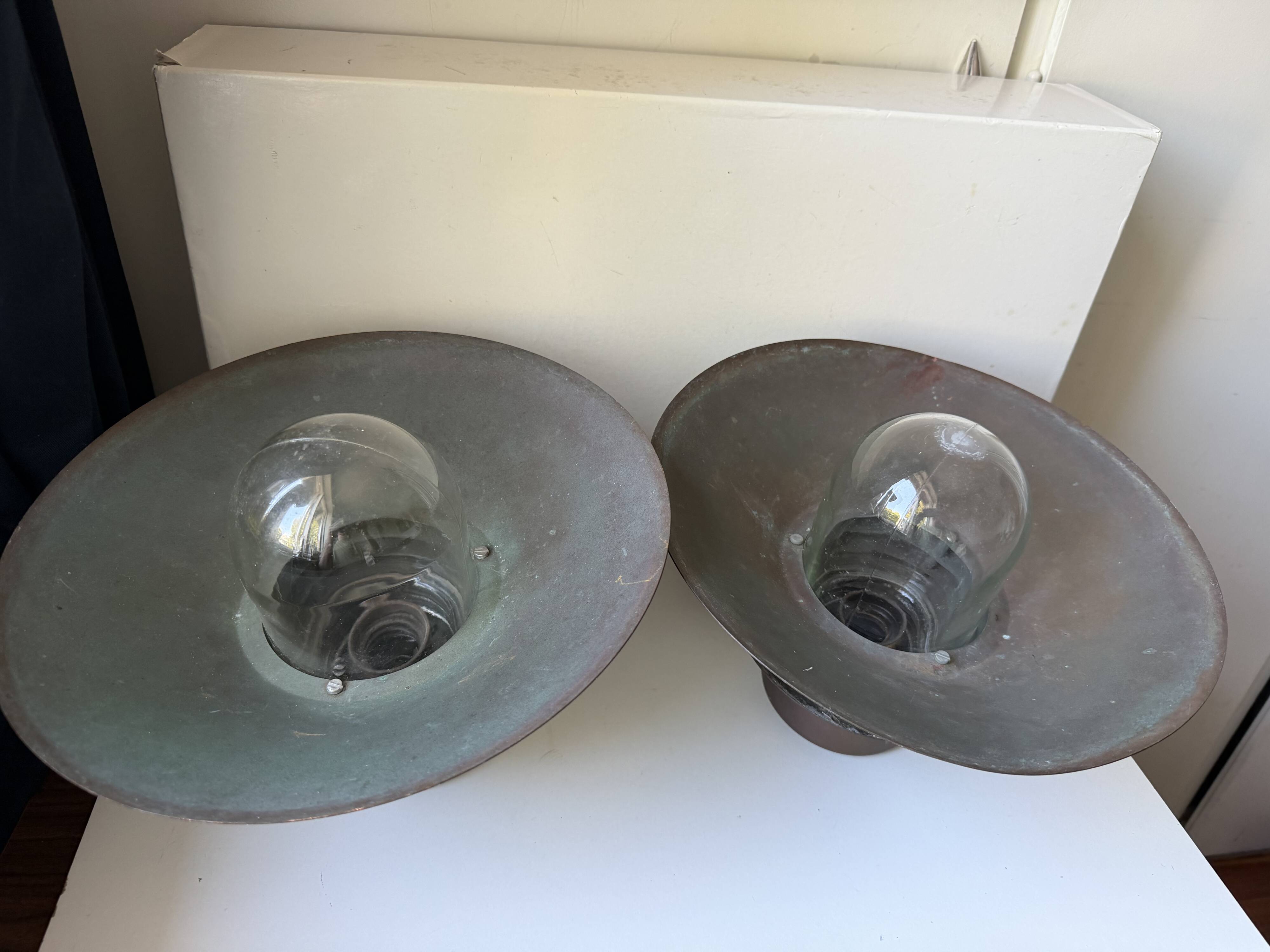 Pair of Danish Vintage Copper Wall Lamps