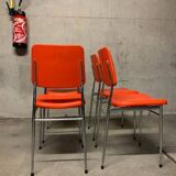 Lot 5 Vintage Skaï Red and Chrome Chairs