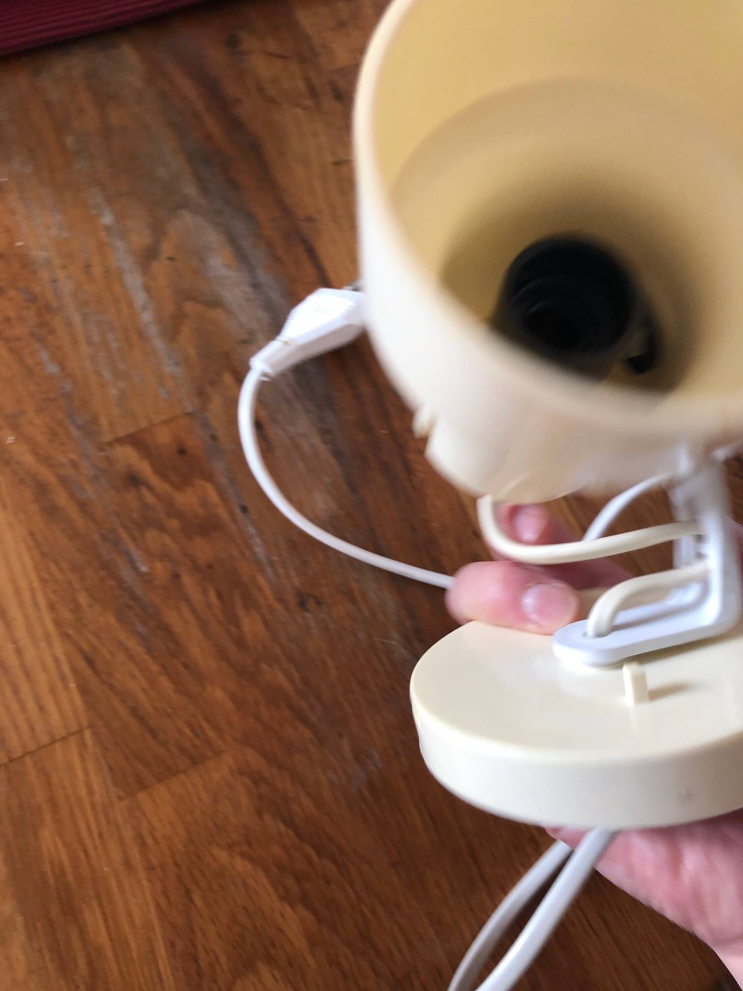 Vintage spotlight, off-white, ABS plastic, 70s