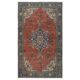 Vintage Handmade Turkish Wool Area Rug with Medallion Design