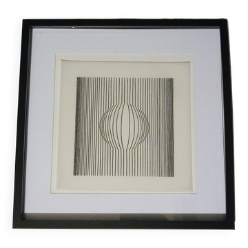 Tableau Vintage Art Optique - Victor Vasarely - Frame 40x40cm