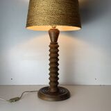 French modernist wood turned table lamp in the style of Charles Dudouyt, 1940s