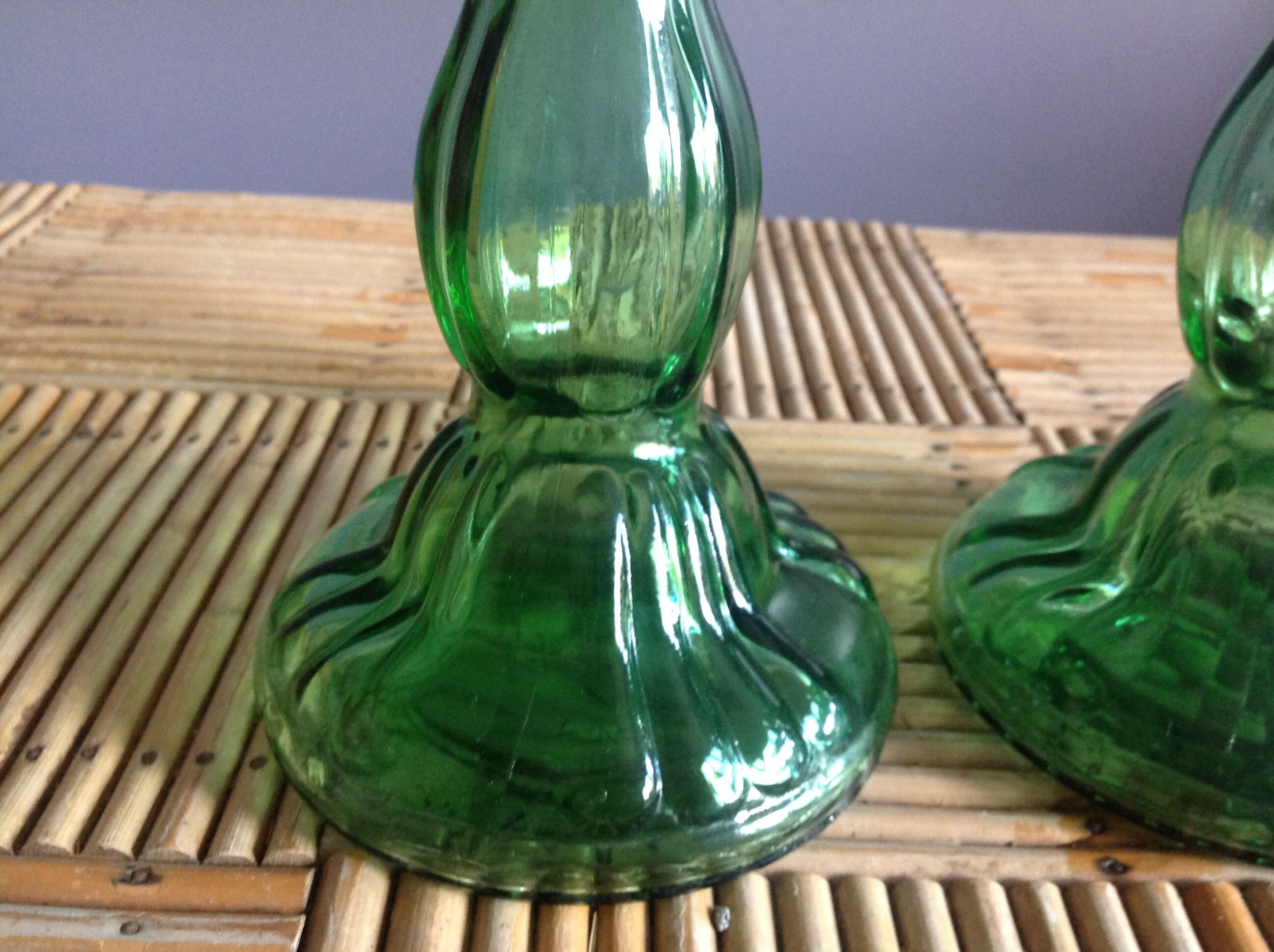 Pair of candlesticks in glass