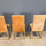 Brass dining chairs by Belgochrom, 1970s - set of 6