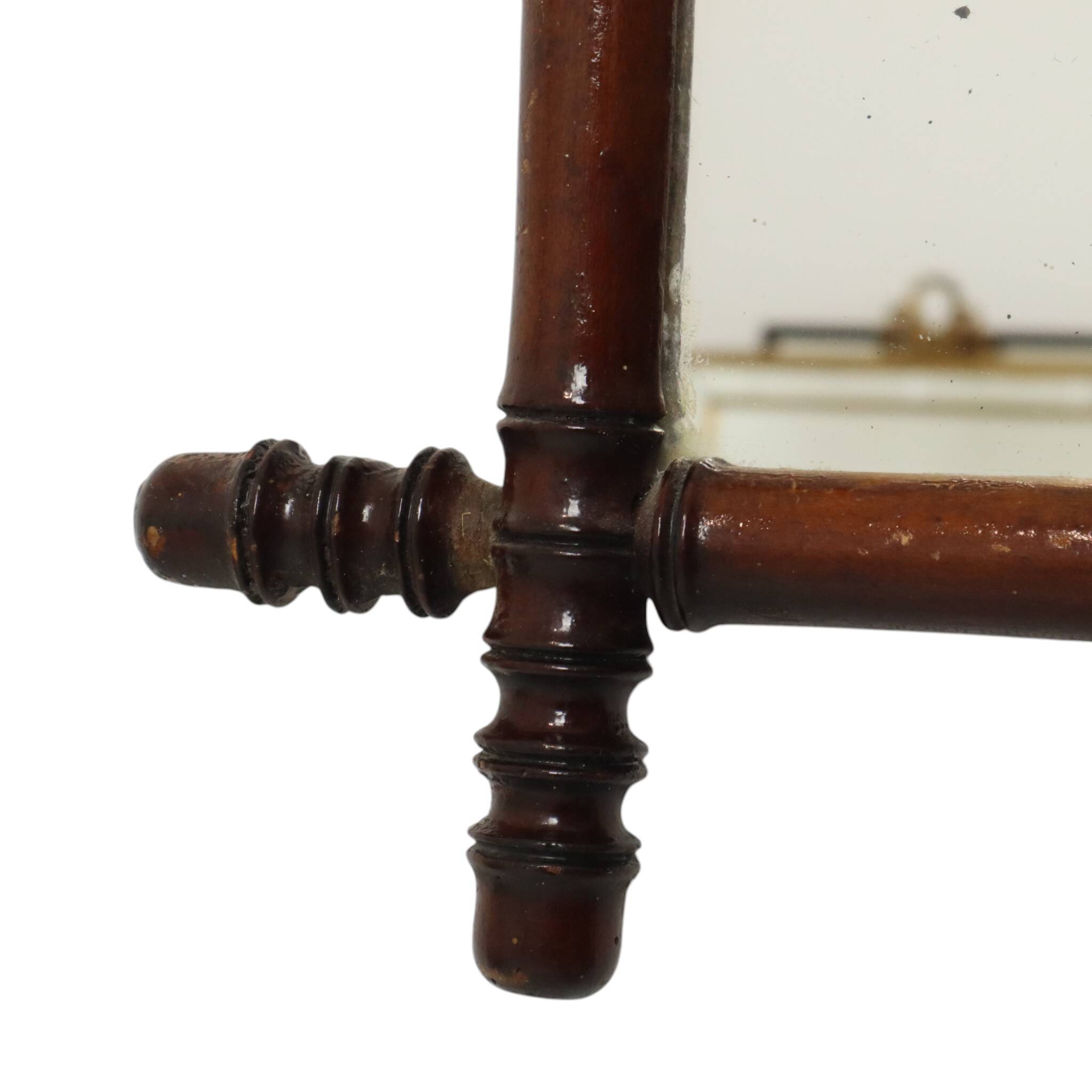 Antique Wooden Faux Bamboo Chinoiserie Mirror 63x52cm