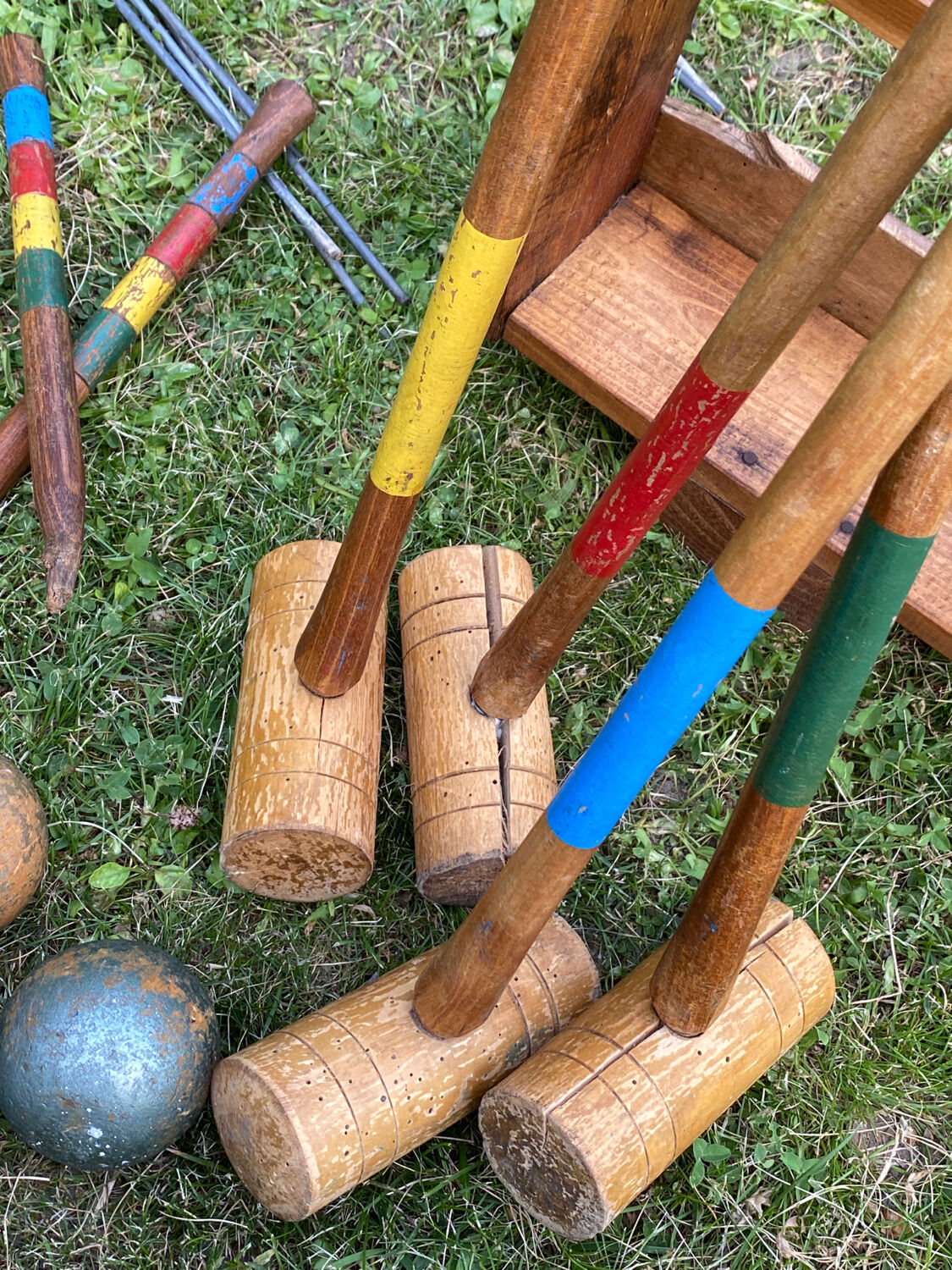 Old wooden croquet set