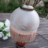 Romantic vintage bedside lamp with fringed glass