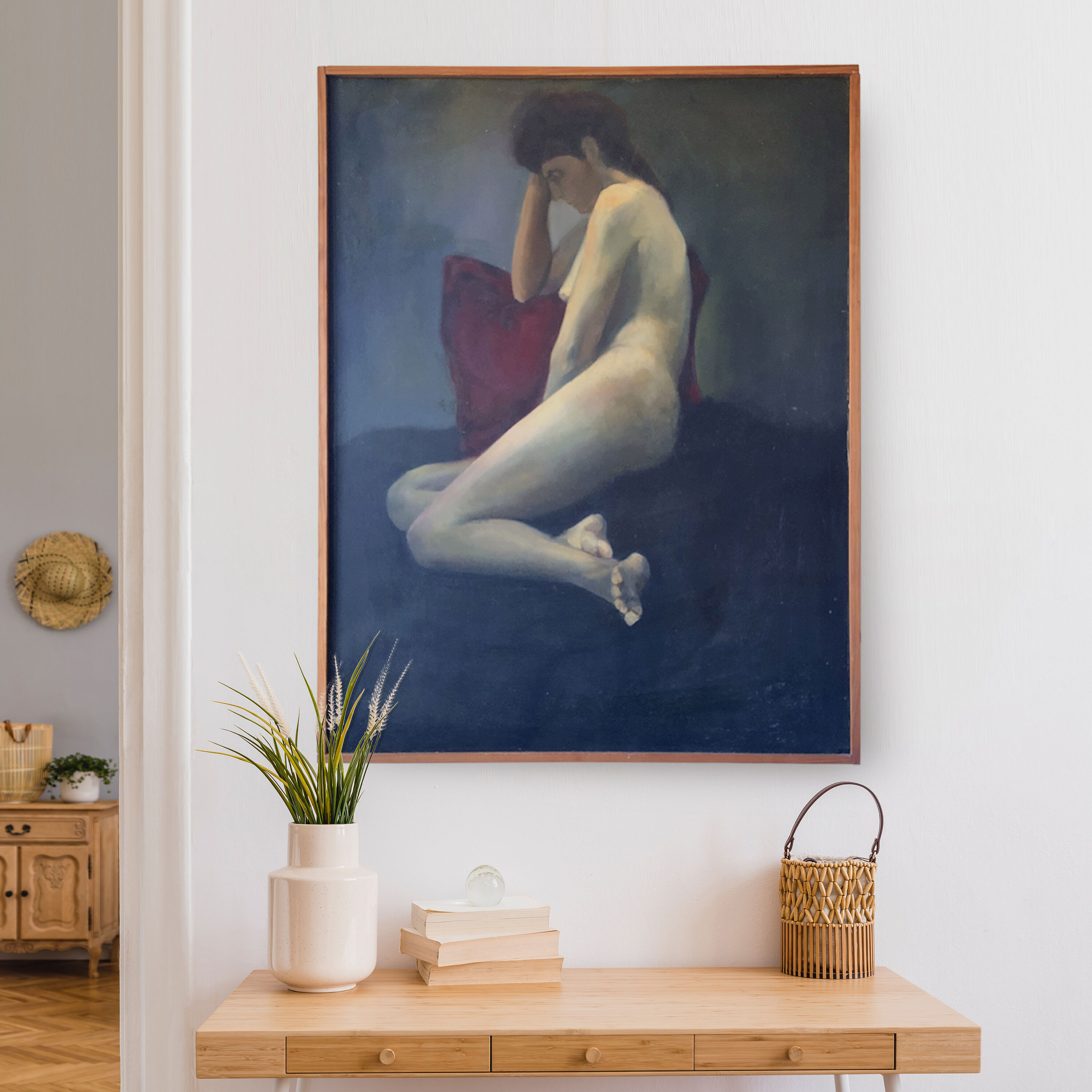 Nude woman painting
