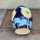 Ancient Blue Enamelled Ceramic Vase Decor Yellow Flowers 60s Vintage