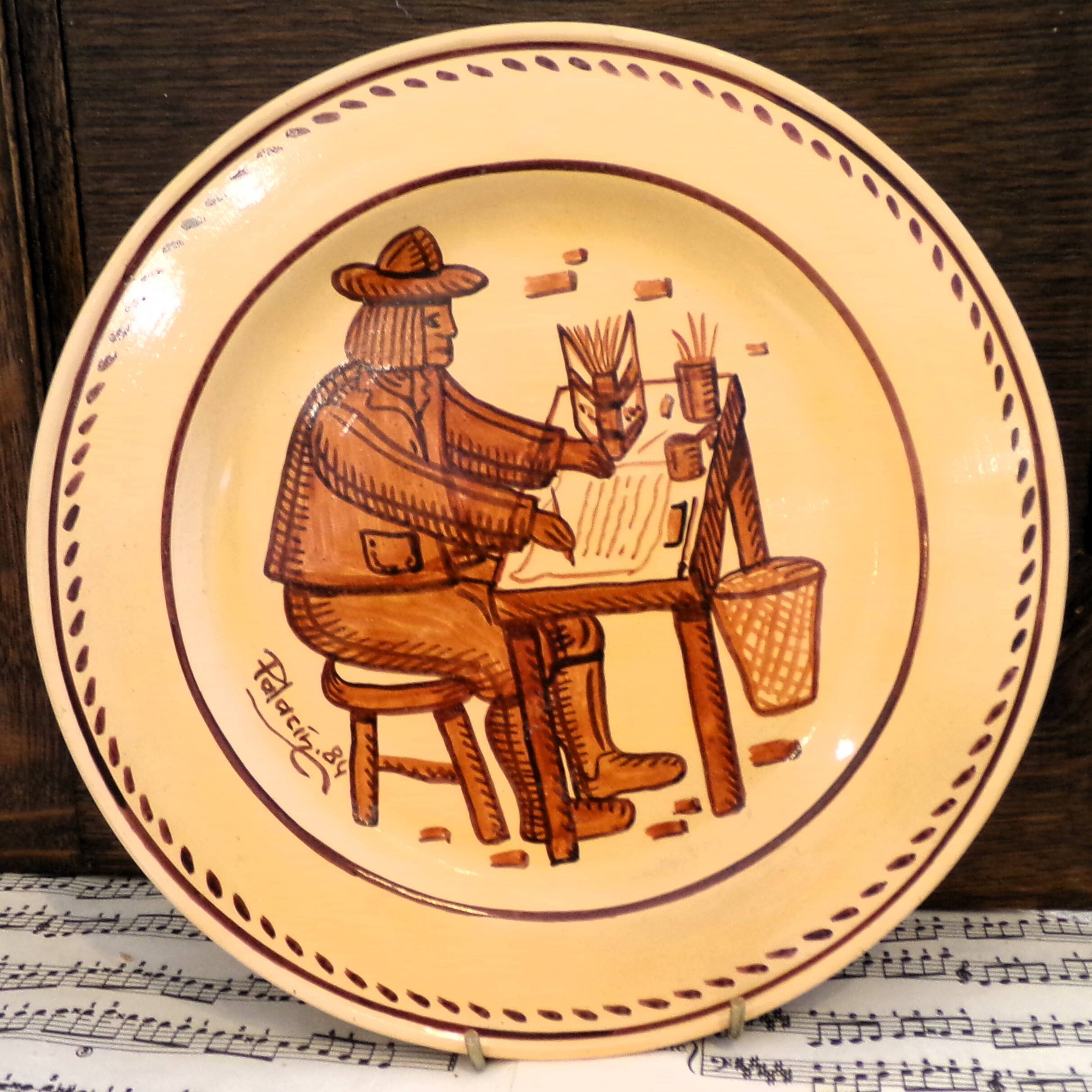 6 vintage hand-painted plates signed Luis Palacin