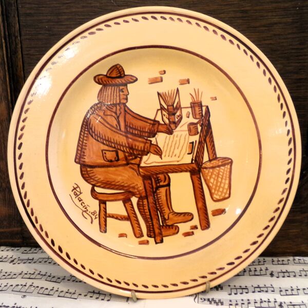 6 assiettes vintage peintes à la main et signées Luis Palacin