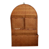 Vintage rattan wall shelf with 3 compartments - Wall storage