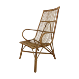 50s rattan chair, high-back basket