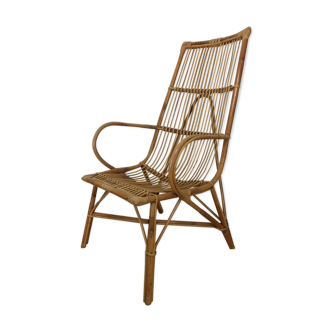 50s rattan chair, high-back basket