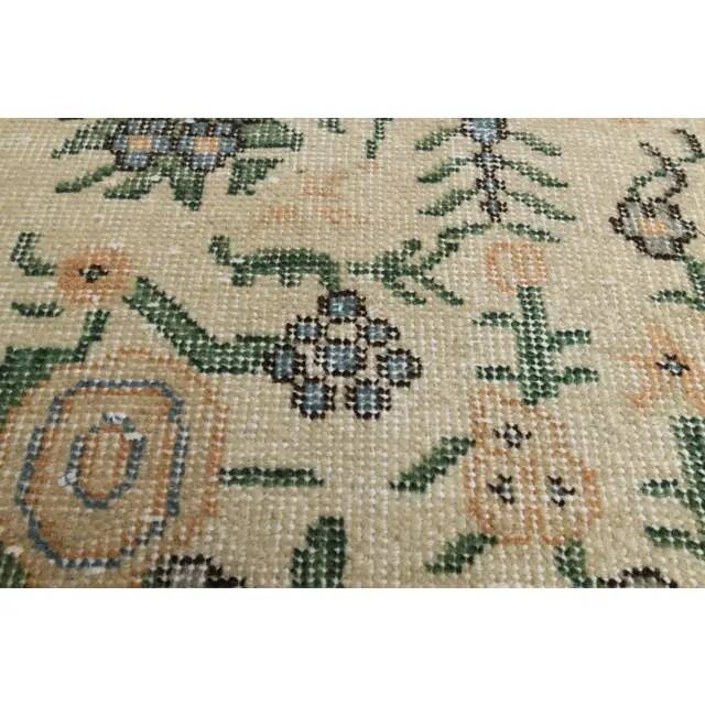 1970s Vintage Turkish Hand-Knotted Wool Cotton Tan Runner Rug 93x287