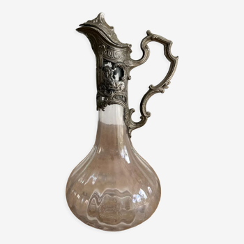 Glass ewer decanter with tin frame