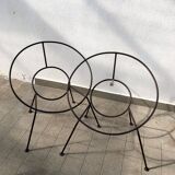 Mid-Century Italian Sunflower Wicker Chairs, Set of 2