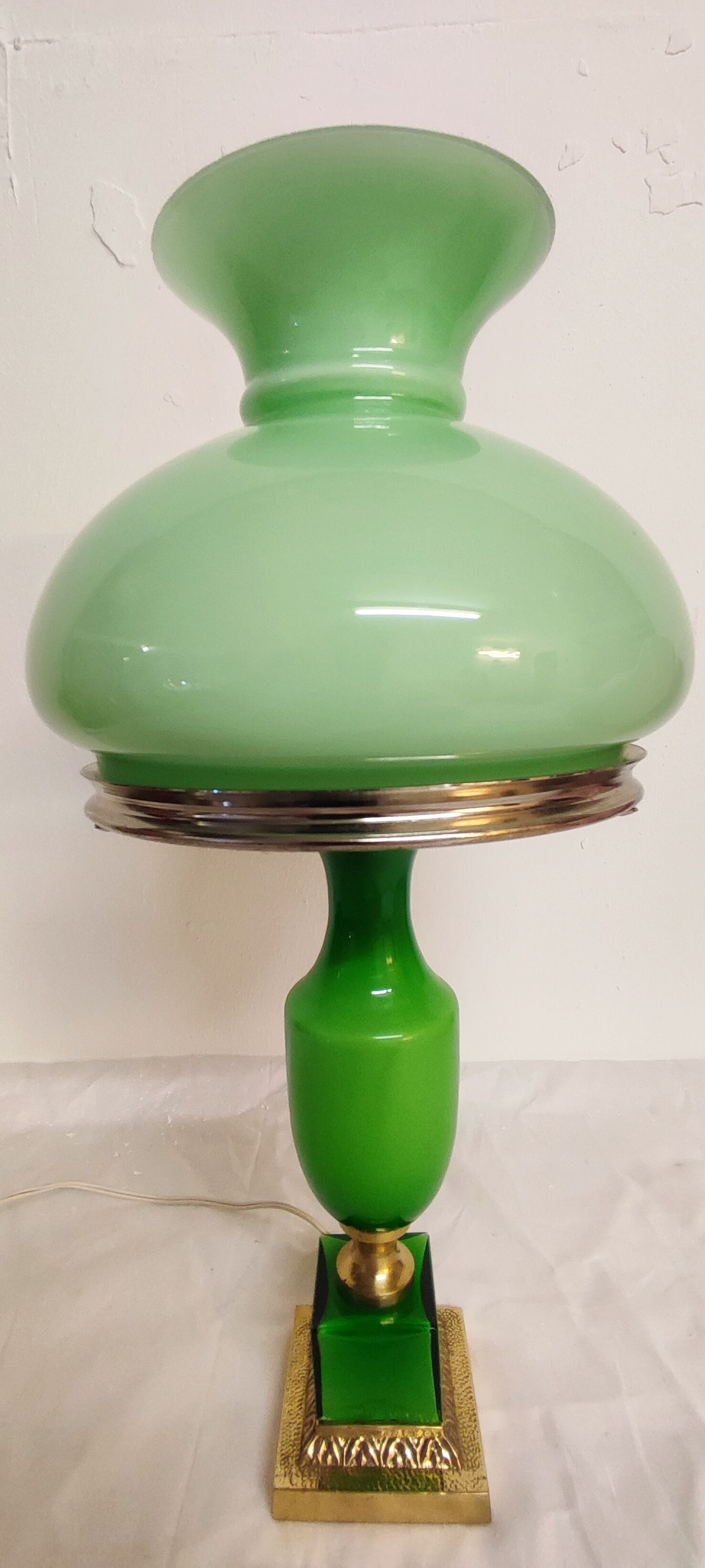 Glass and bronze table lamp, Spain, 1950