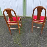Pair of art deco chairs in red velvet
