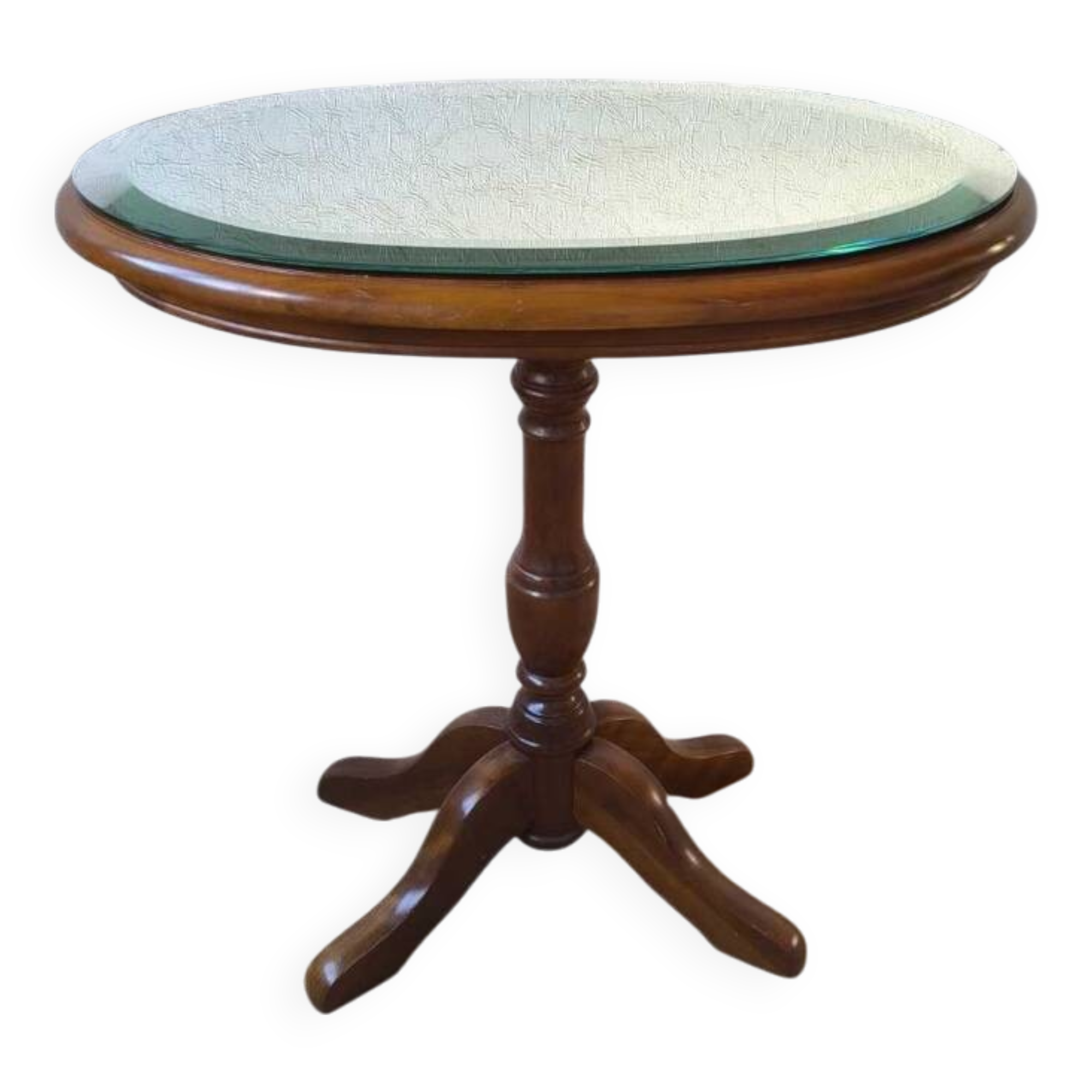 1950s Oval Pedestal Table with Beveled Mercury Mirror
