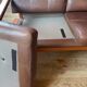 3-seater wood and leather sofa from the 1970s