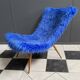 Chaise emblématique Miroslav Navratil tissu moelleux bleu pour Český Nábytek années 1960