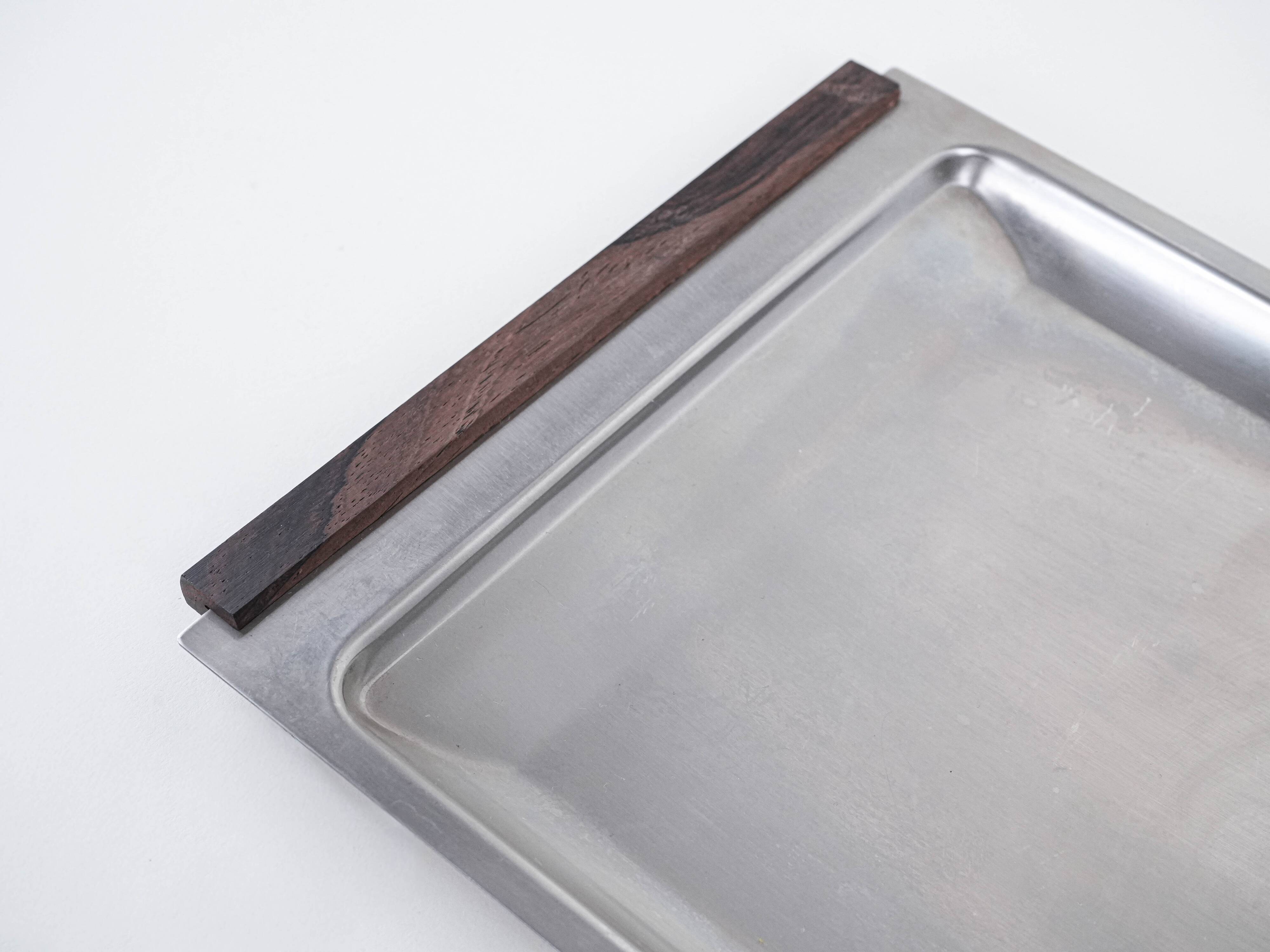 Plateau en acier inoxydable, design danois, années 1970, fabriqué au Danemark