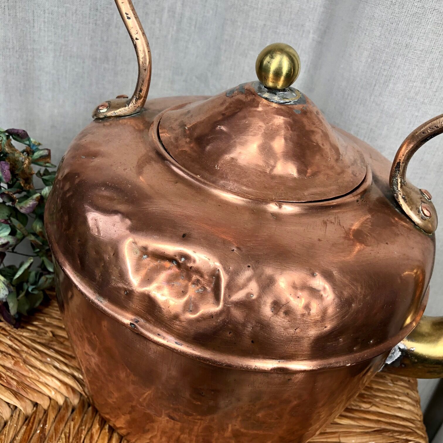 Old copper and brass teapot