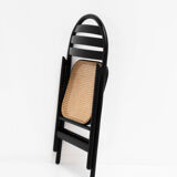 4 Vintage Wood Folding Chairs with Cane Seating