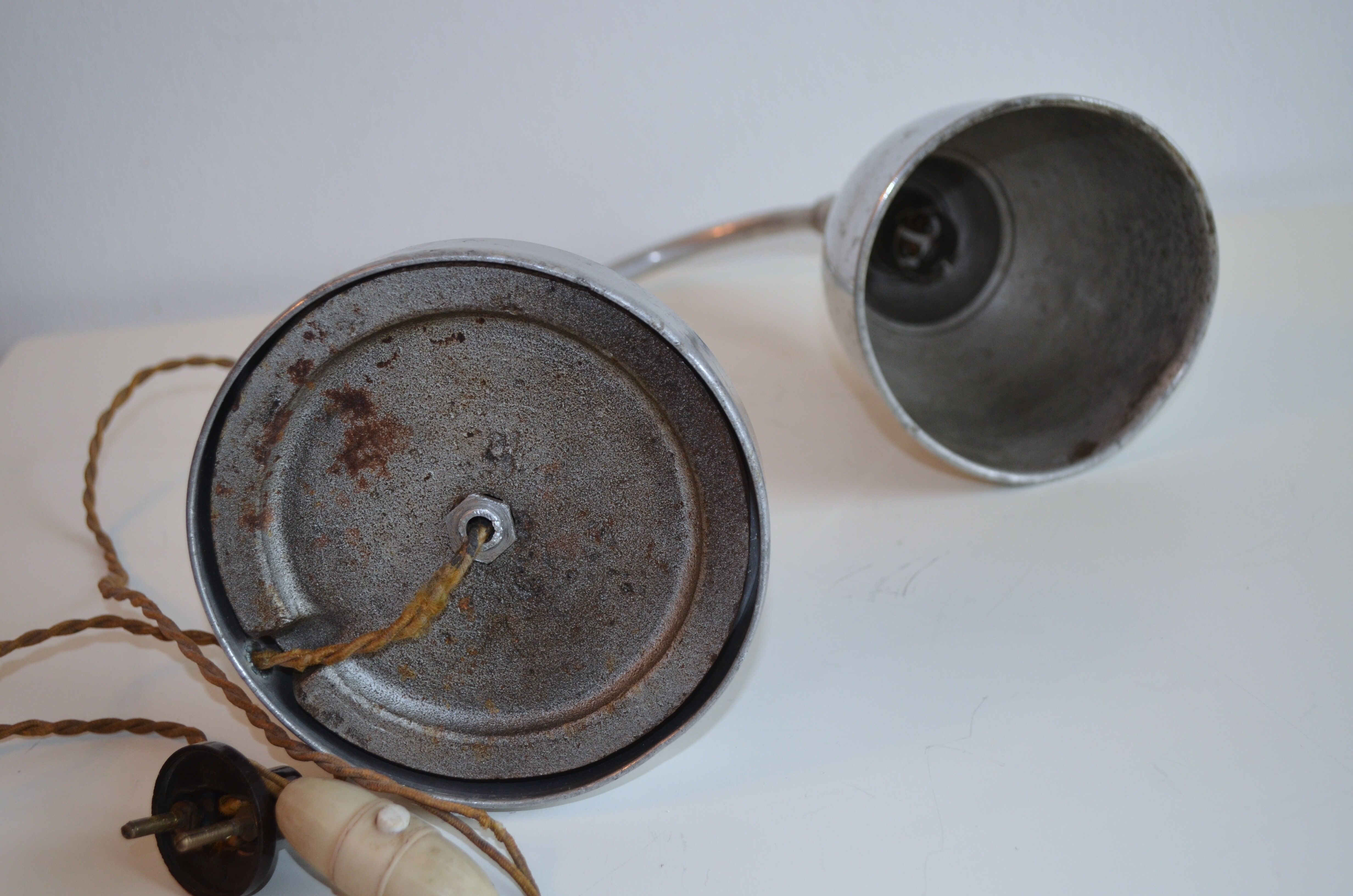 Old aluminum desk lamp