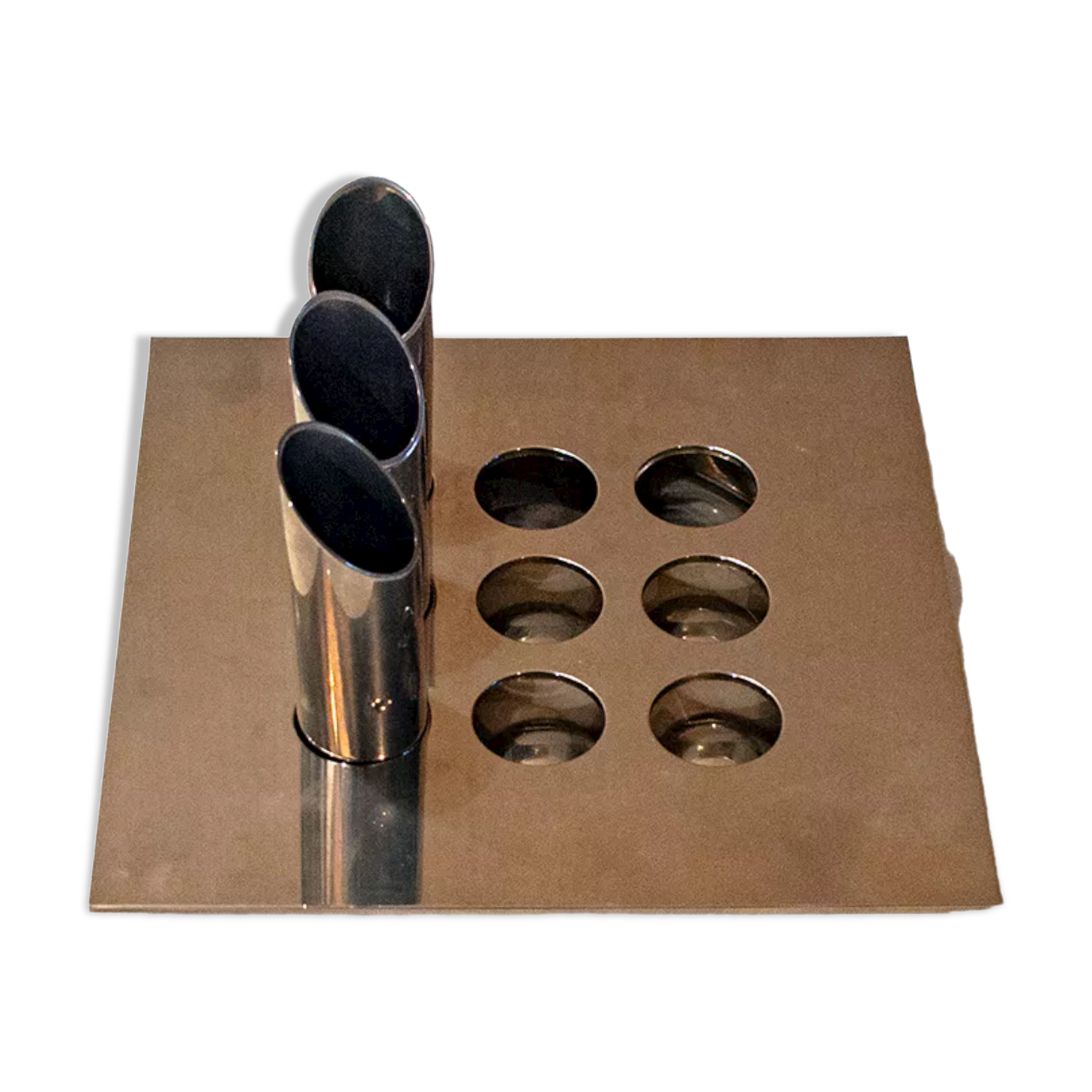 Steel flower holder sculpture by Mario Faggian for MAM, Italy 70s