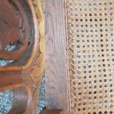 Carved antique chairs with rattan seat