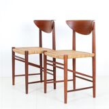 Set of 2 “316” teak/rattan chairs by Peter Hvidt & Orla Mølgaard Nielsen for Søborg Møbler / 1960s