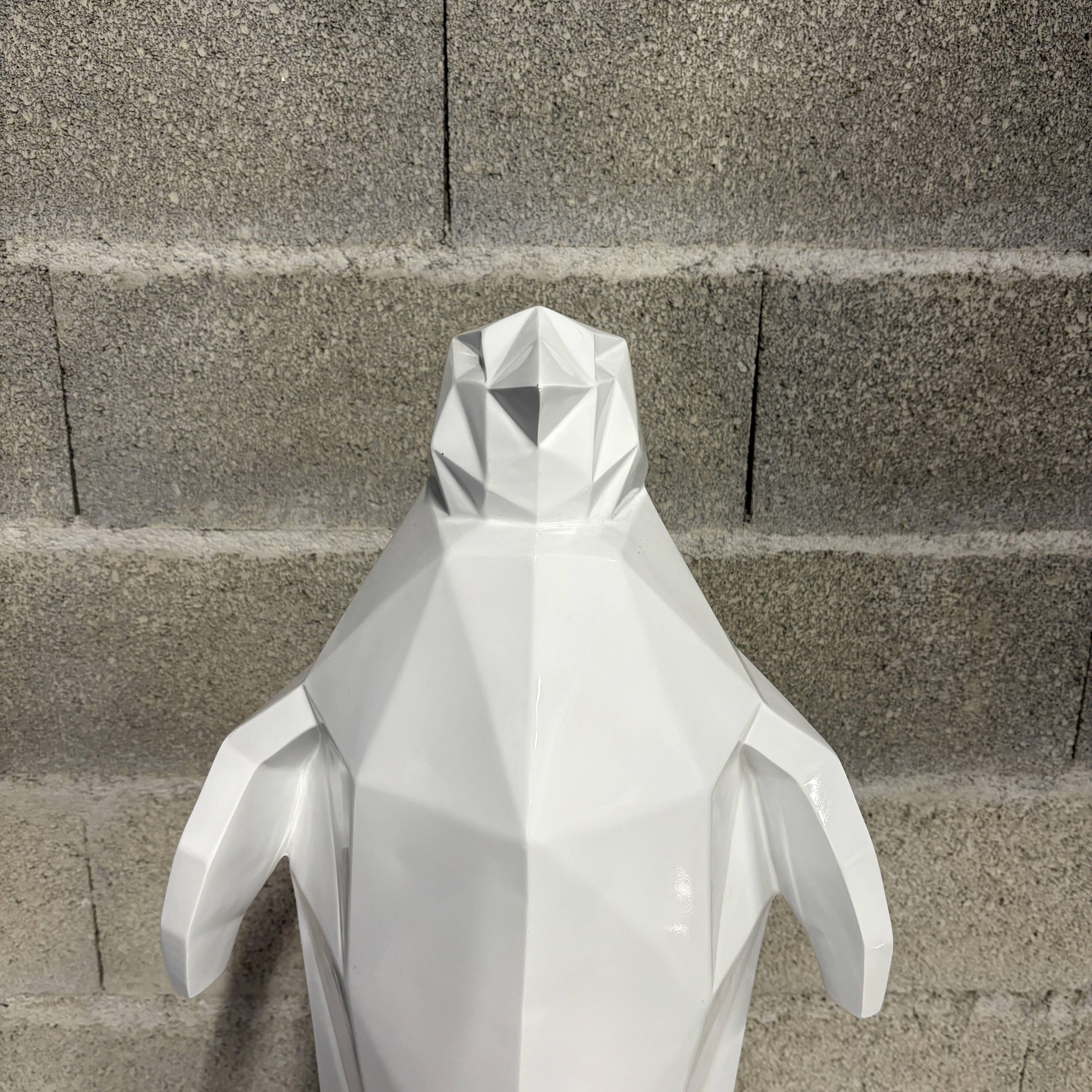 White Origami Penguin Statue - Artypopart