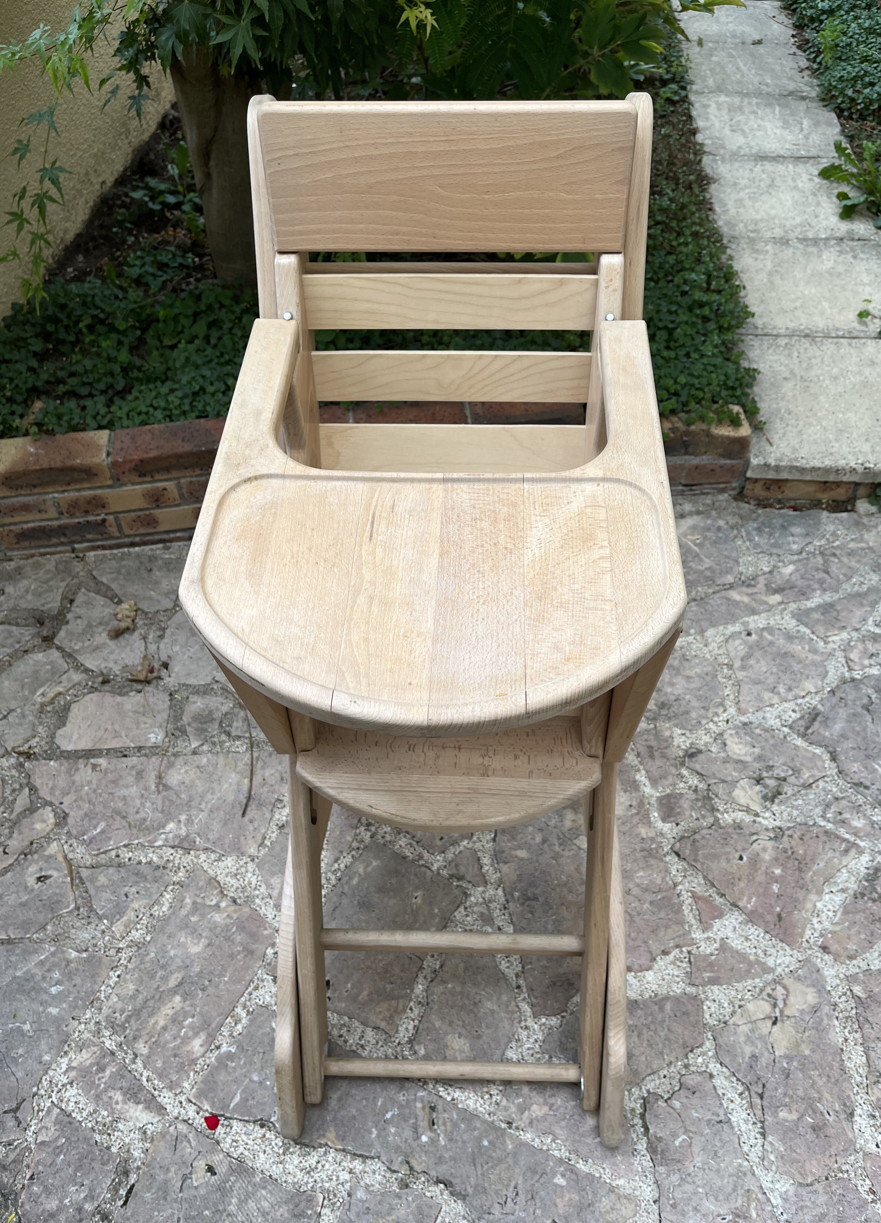 Wooden high baby chair