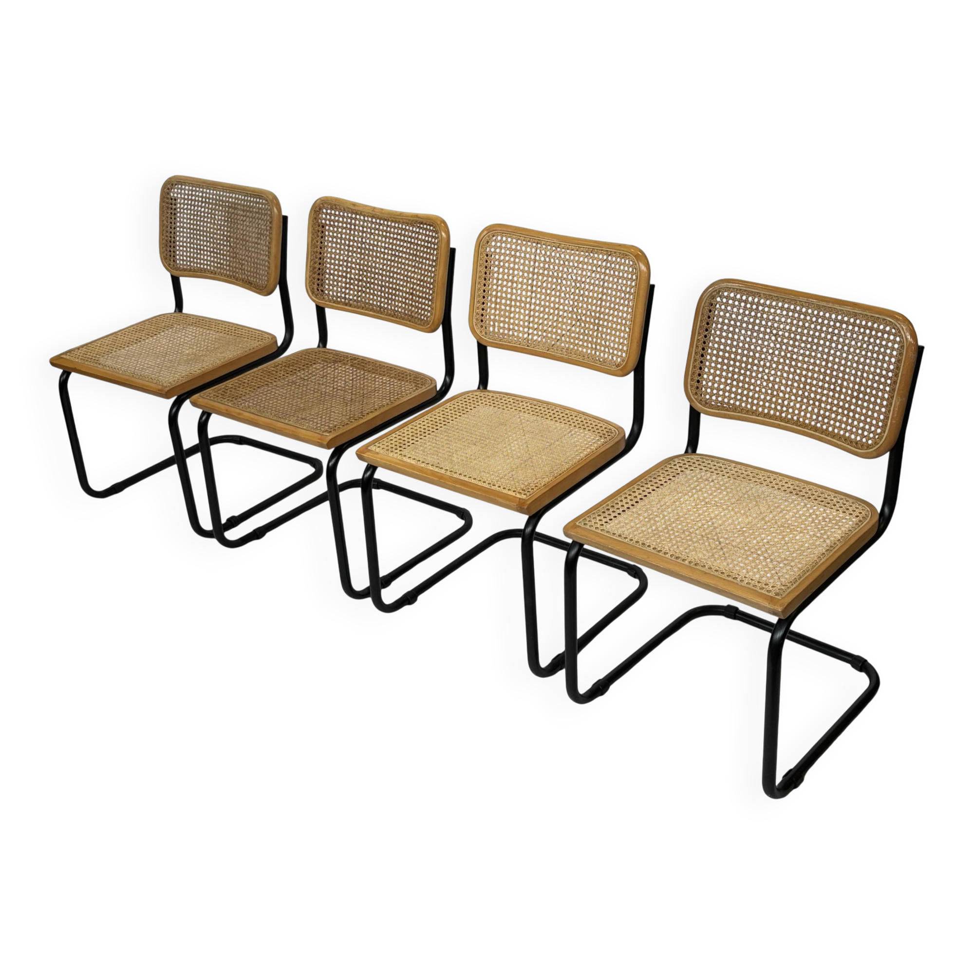 Set of 4 chairs Cesca B32 designed by Marcel Breuer design black frame