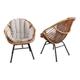 Set of 2 Rattan Bucket Loungechairs 1960s