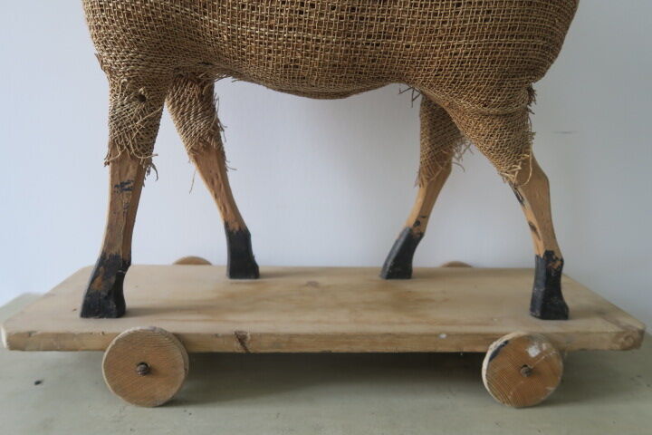 Toy wooden horse with horsehairs early 20th