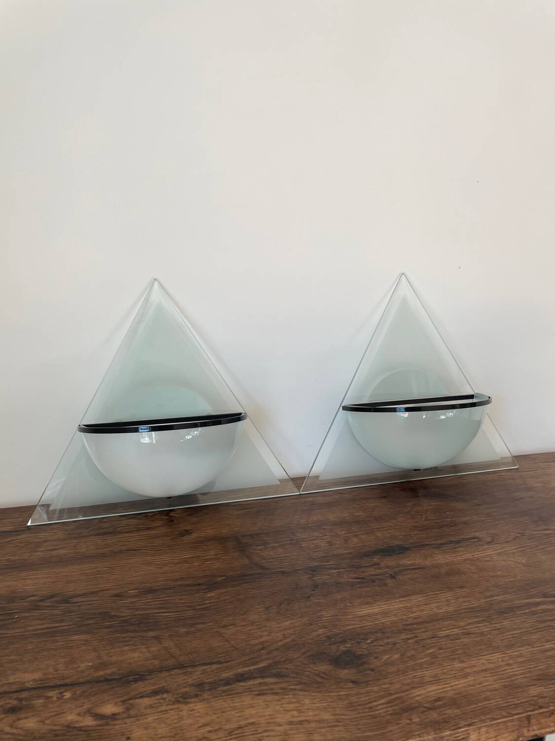 Pair of Illo wall lamps for Lamperti, 1980s, made in Italy