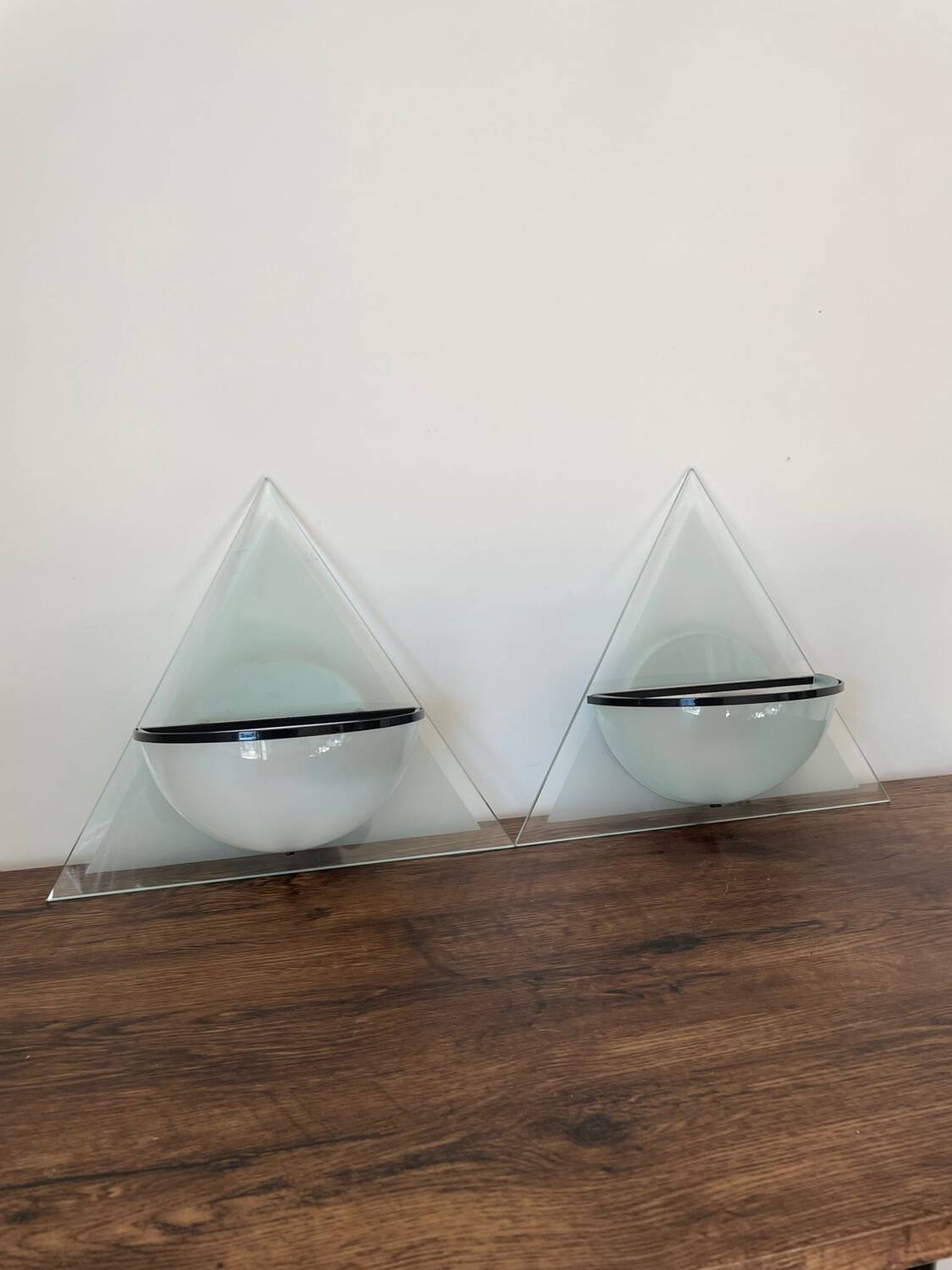 Pair of Illo wall lamps for Lamperti, 1980s, made in Italy