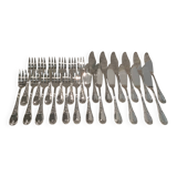 12 fish cutlery sets 24p silver-plated metal rocaille style Marly