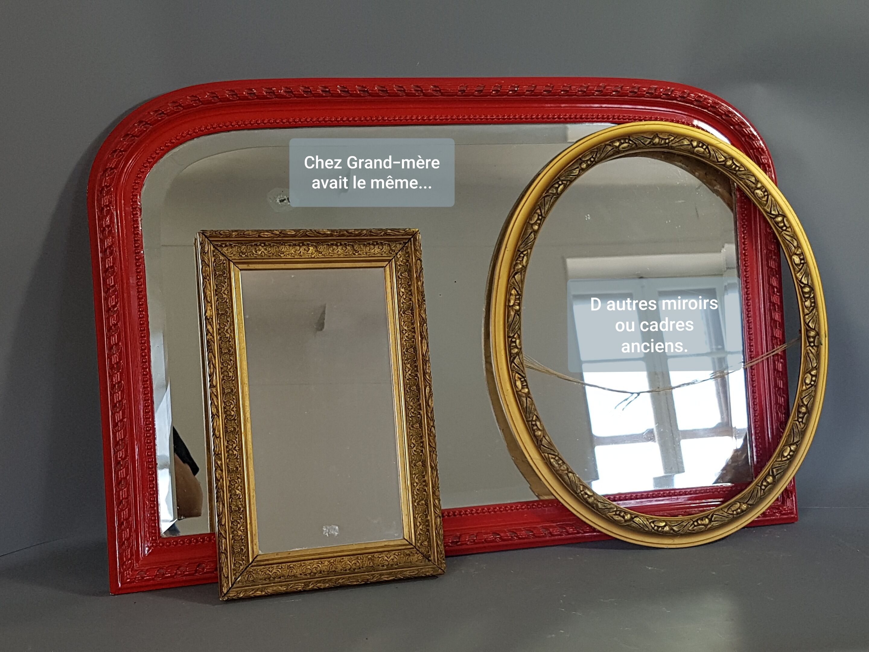 Mirror in old frame wood engraved gilded with gold leaf 40x28 cm