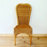 High back wicker chair
