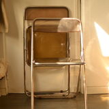 Deux chaises plexi fumé années 70