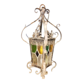 Chandelier old lantern interior / exterior colored glasses multicolor