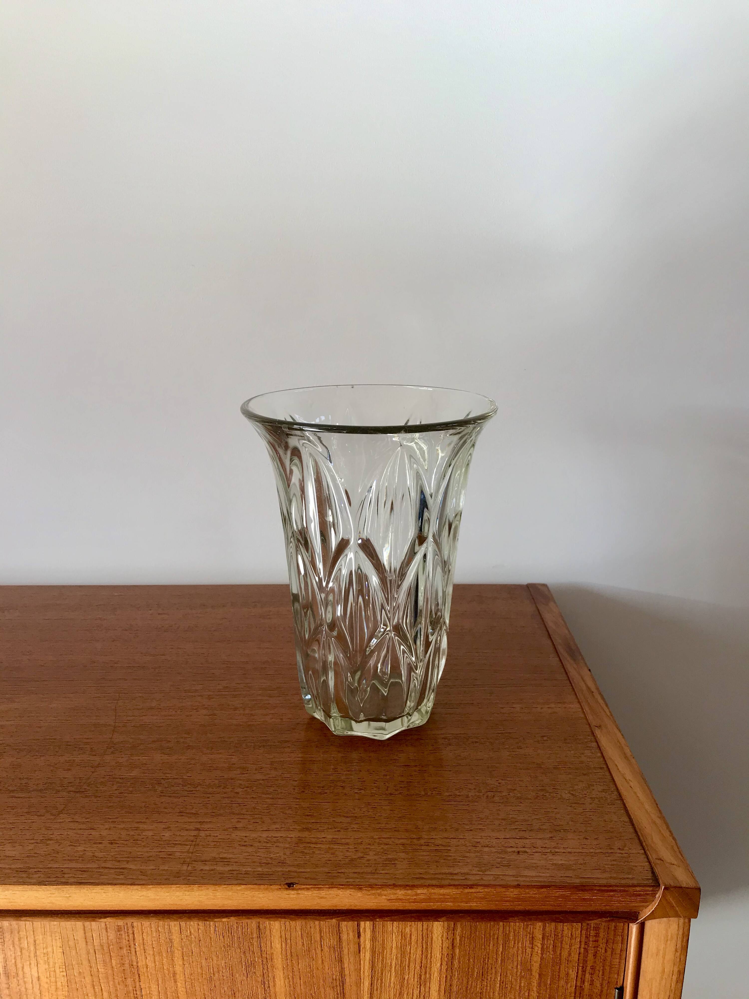 Large faceted flared art deco vase
