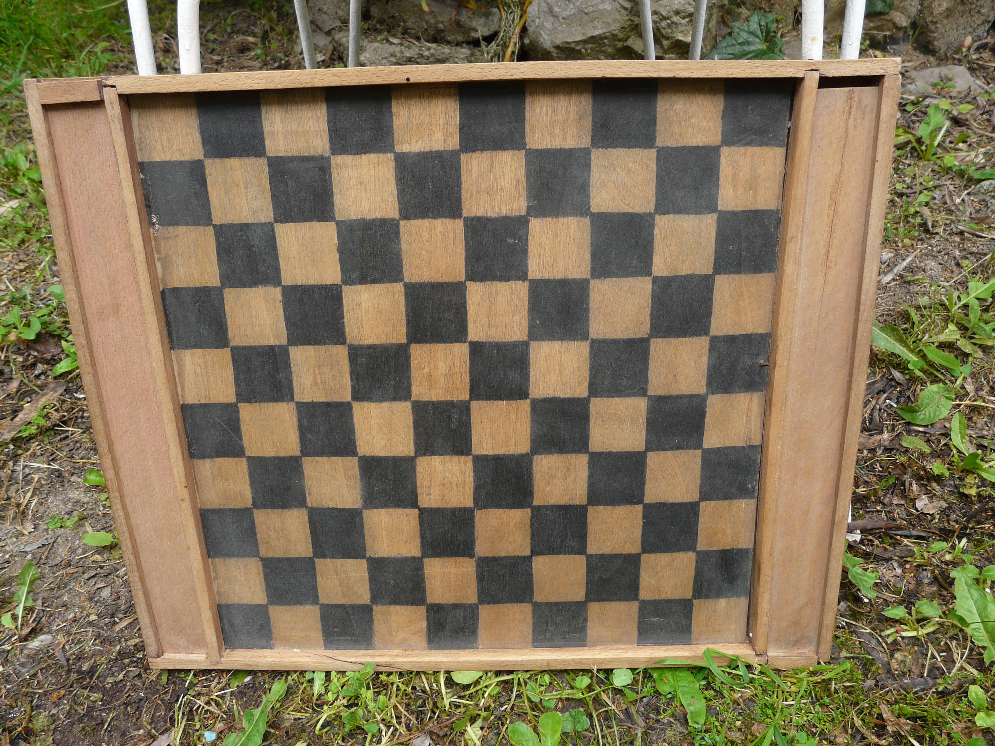 Old wooden checkers game