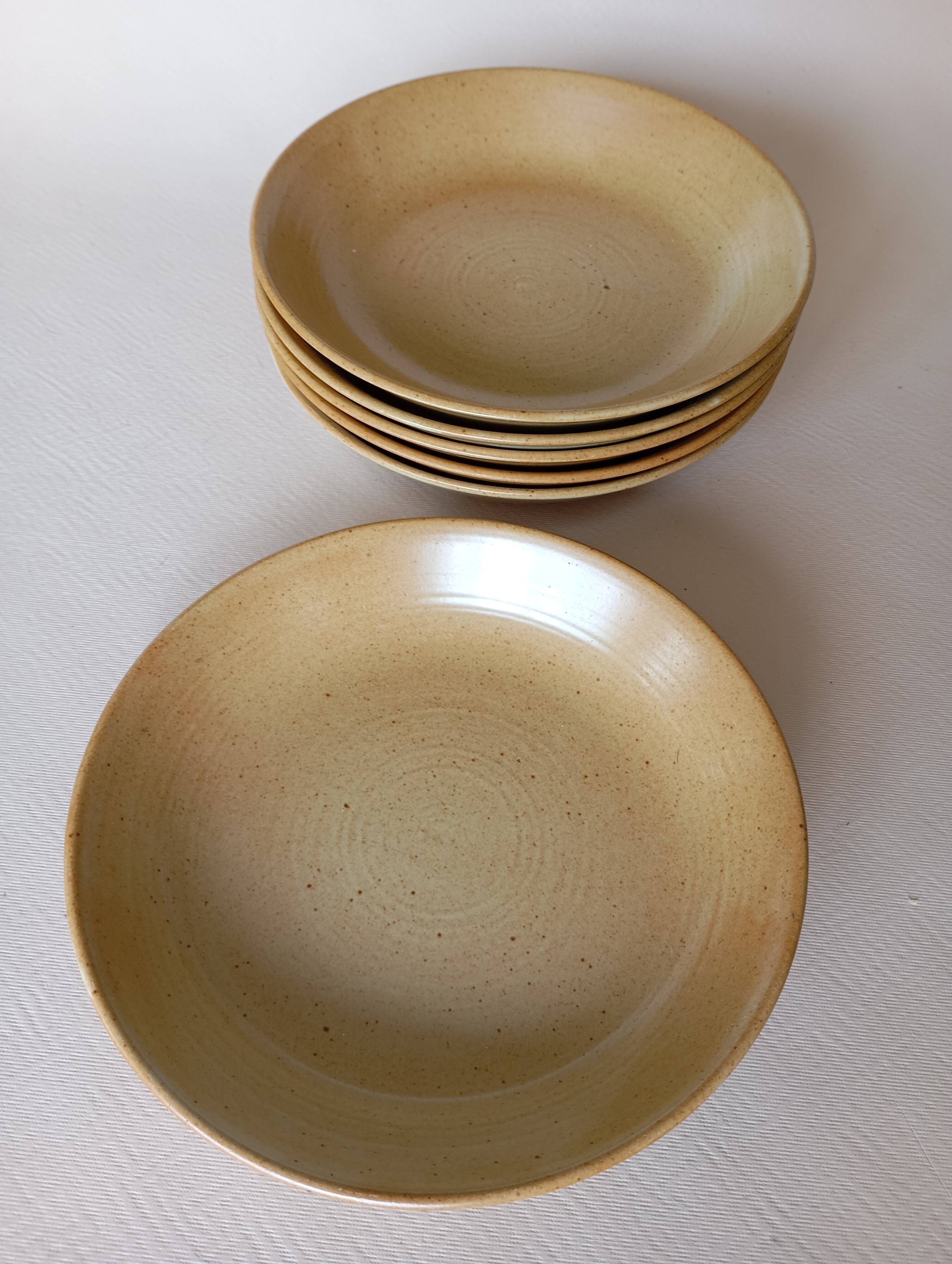 6 CNP Village stoneware skullcap plates