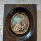 Portrait miniature  de  " fragonard "  la  fille  et  son  chien