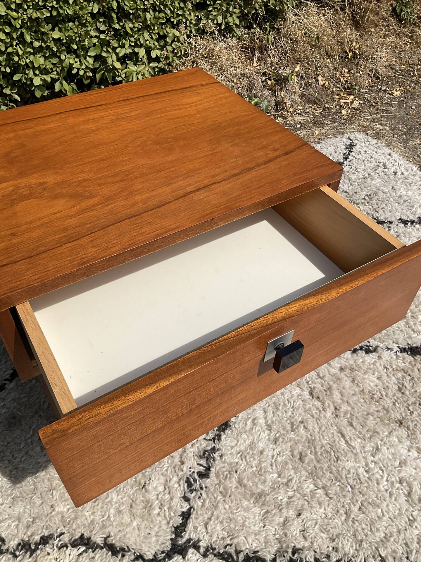Vintage bedside table from the 60s-70s in teak.